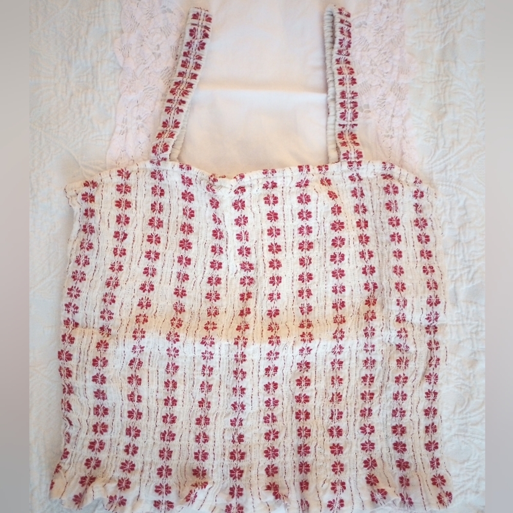 💘🍂 Smocked Cran Red Pattern Cami